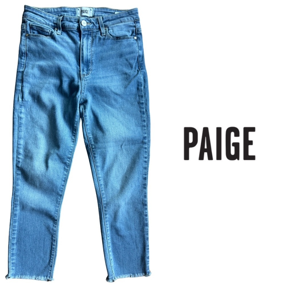 Paige Margot Crop Blue Jeans 27 6 Frayed Hem Distressed Ankle Skinny